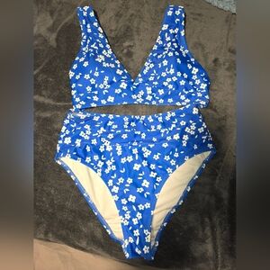 Blue Floral Women's Bikini Set